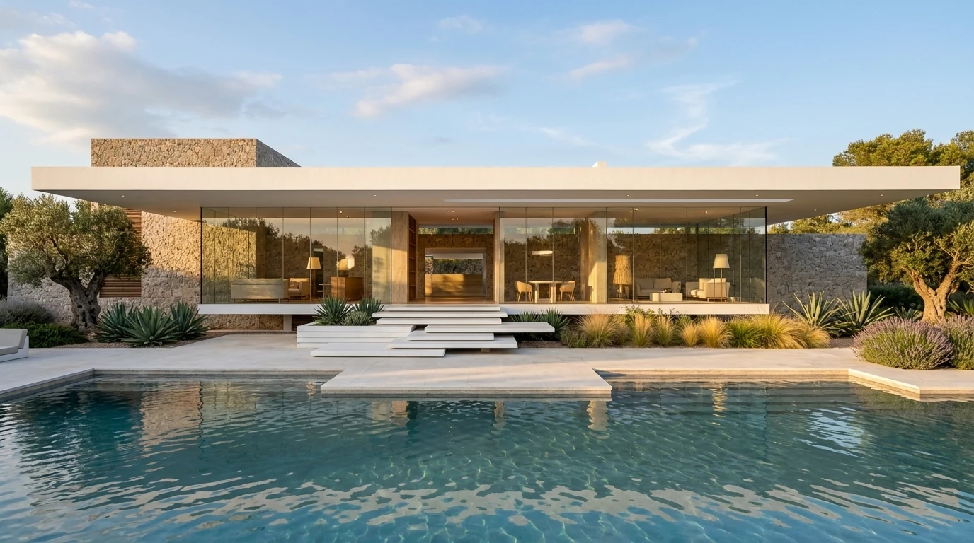 Villa contemporánea con piscina infinita y vistas a la bahía
